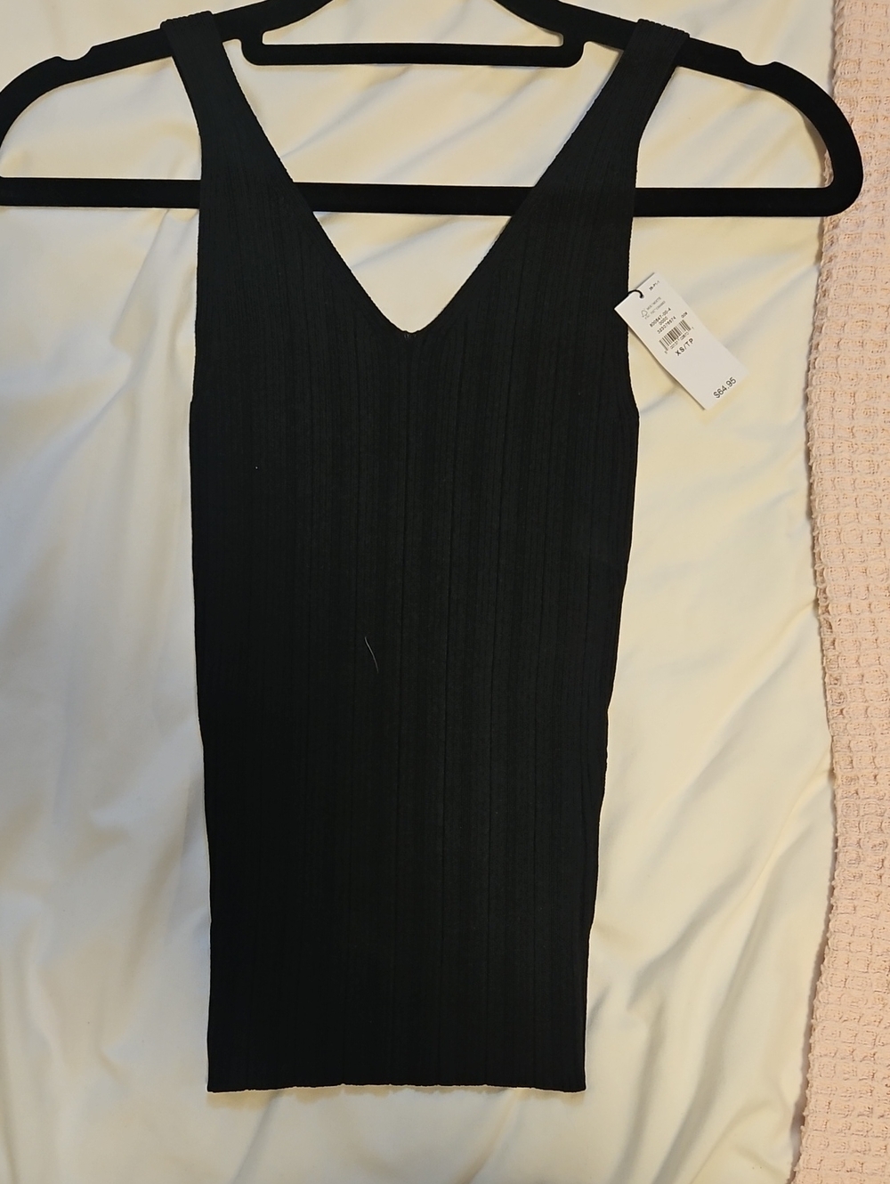 GAP Black Ribbed Dressy V-Neck Tank Top
